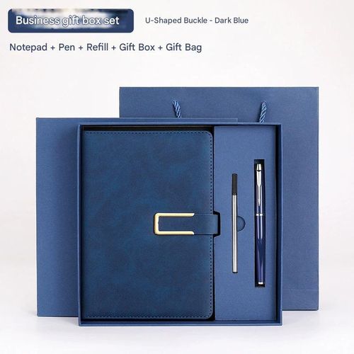 Coffret cadeau de stylos pour le bureau, comprenant un stylo, des recharges, une boîte cadeau, un sac cadeau et un carnet de notes.